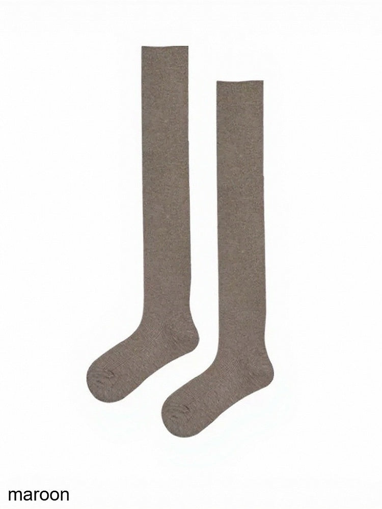 Six-Color Solid Ribbed Overknee Stockings - ModaSwings