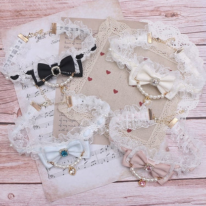 Pearl Color Options Jirai Lace Chain Kei Choker 4 Bowknot