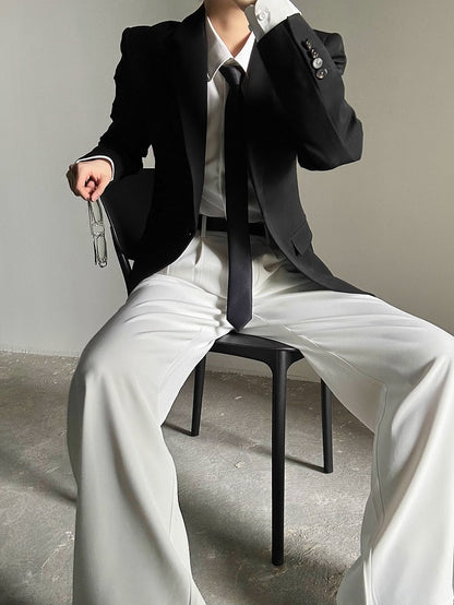 Ouji with Button Lolita Wide-Leg Pants  Fly White High-Waisted