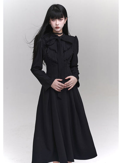 Gothic Black Jablt Collar High Waist Dress