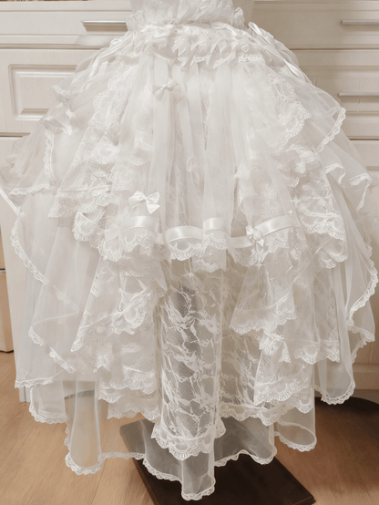 Lolita Lace Bowknot Shiro Train/Veil White