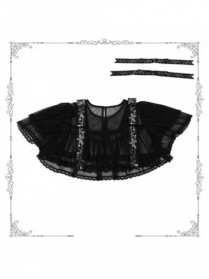 Layered Black Tulle Cape for Gothic Ensembles - iris de nuit