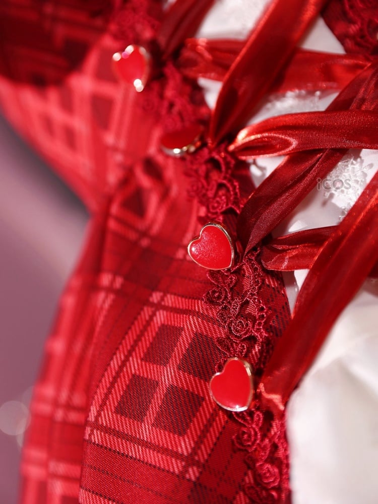 Shugo Chara Hinamori Amu Rot kariertes Kleid Lolita-Stil Cosplay Kostüm