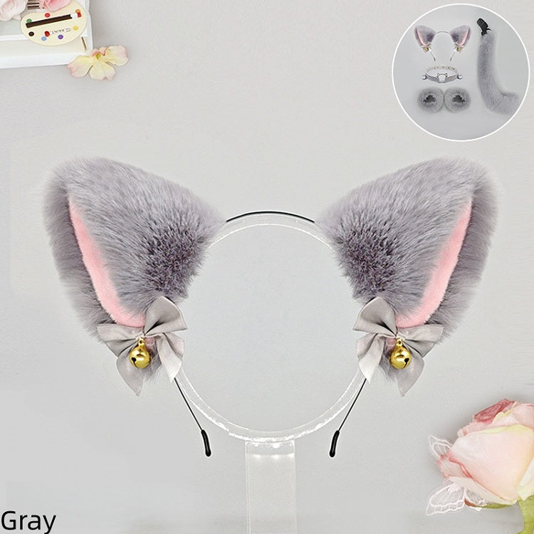 9 Faux Colors with Decoration Fur Cute Bell Bowknot Ear Lolita Fox KC
