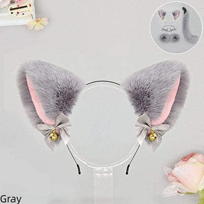 9 Faux Colors with Decoration Fur Cute Bell Bowknot Ear Lolita Fox KC