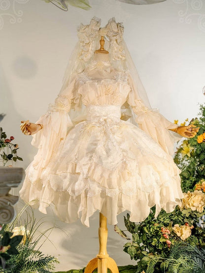 Ruffles Light Hanayome JSK Rose Flowing Accents Dress Short Layered Lolita Yellow Version with