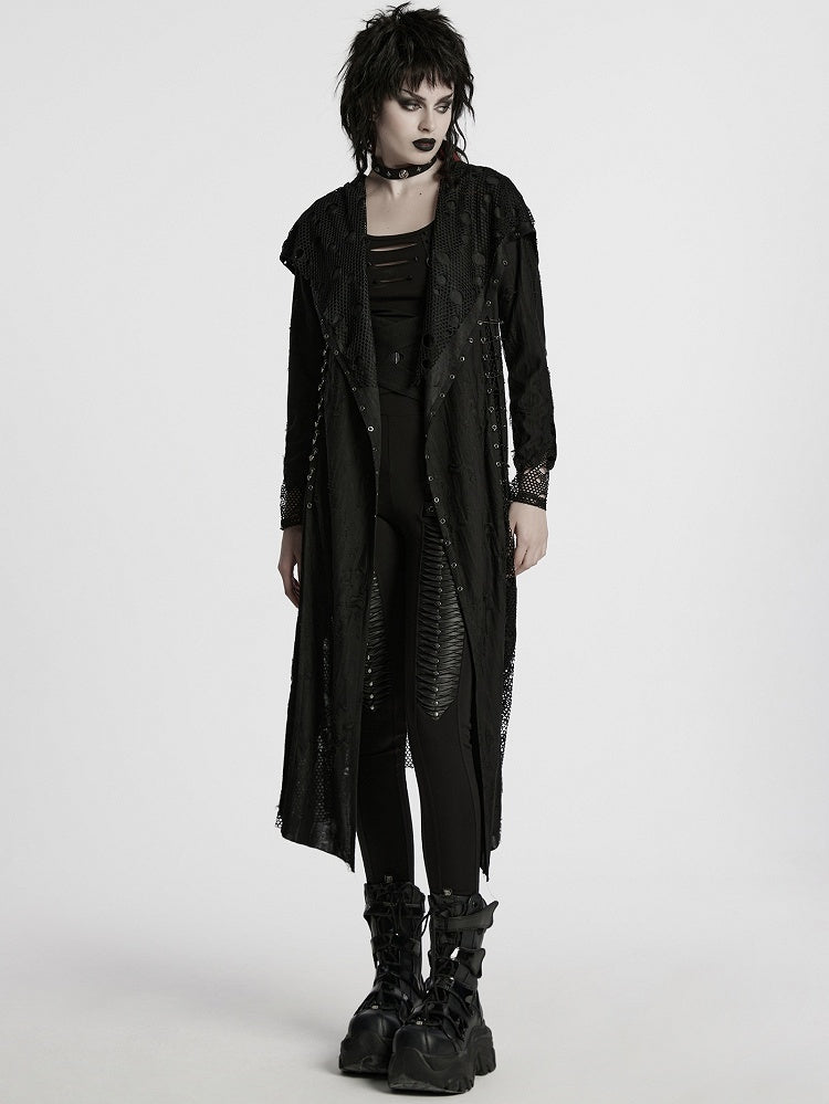 Knitted Black Decadent Coat Gothic Asymmetric