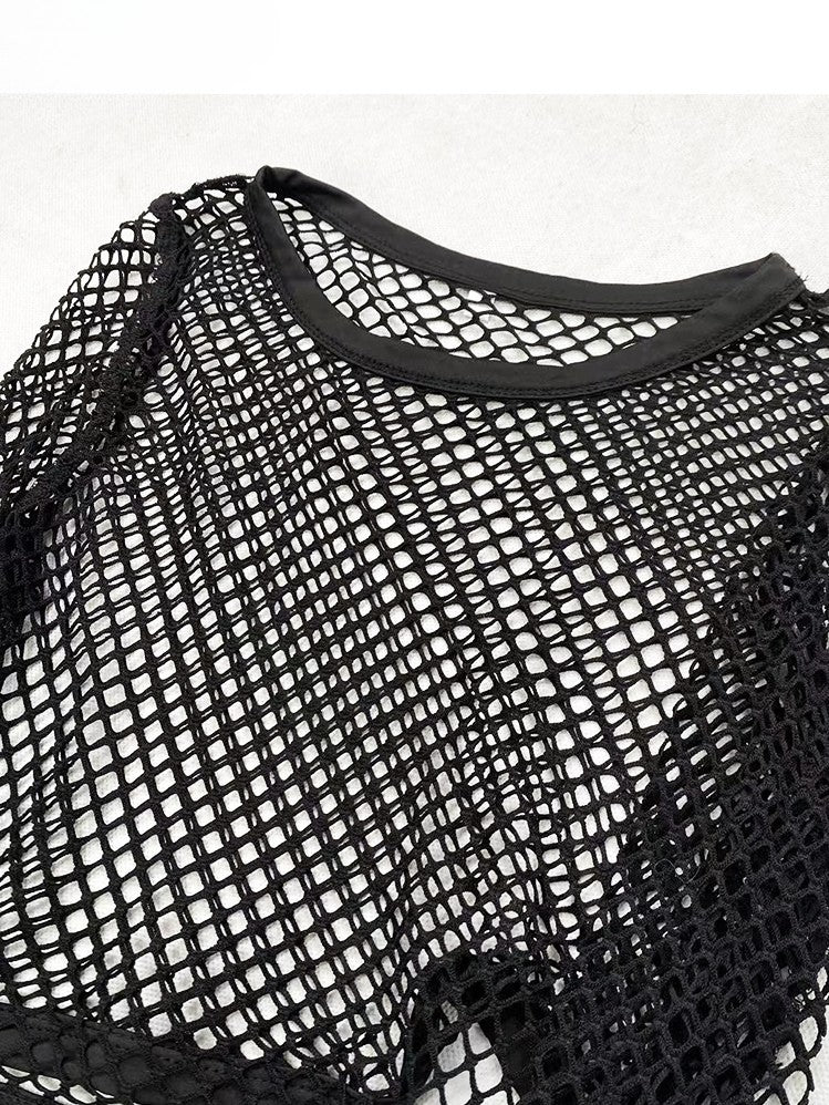 Black Sleeve Top Y2K Glamorous Mesh Long