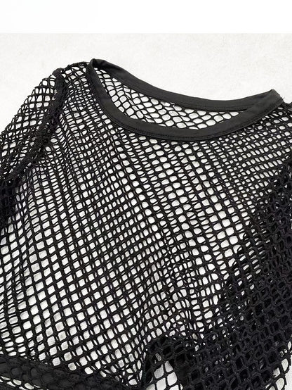 Black Sleeve Top Y2K Glamorous Mesh Long