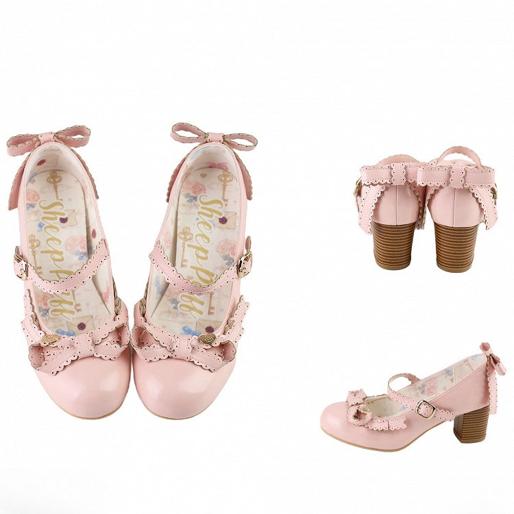 Mary Decorated Top Heart Bow Janes at Pink