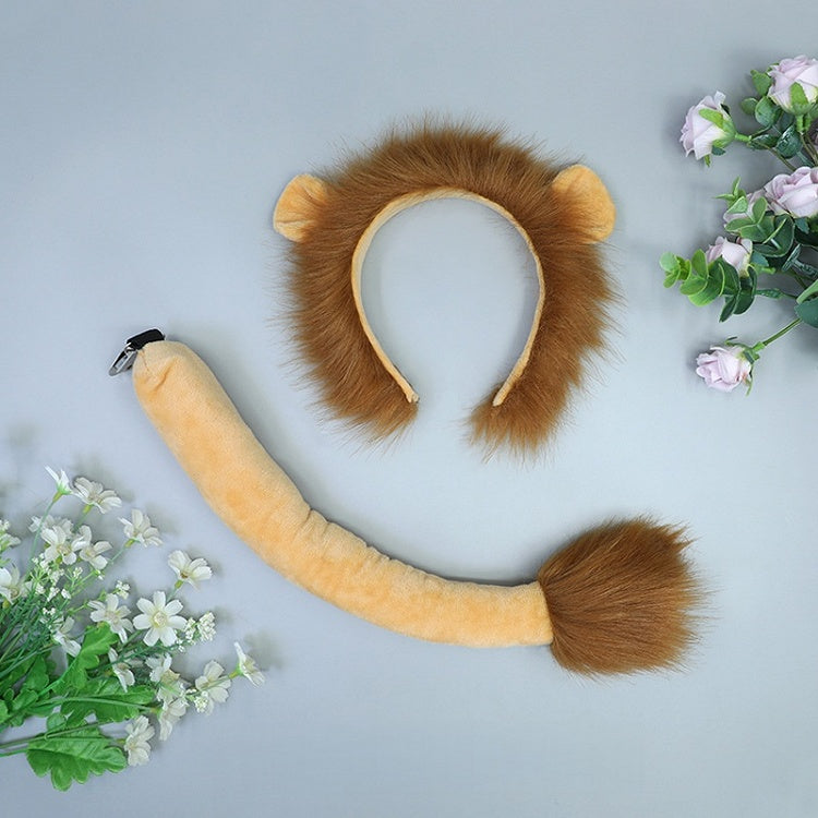 KC Set Tan Lion Faux Tail Cute Fur Ear Lolita +