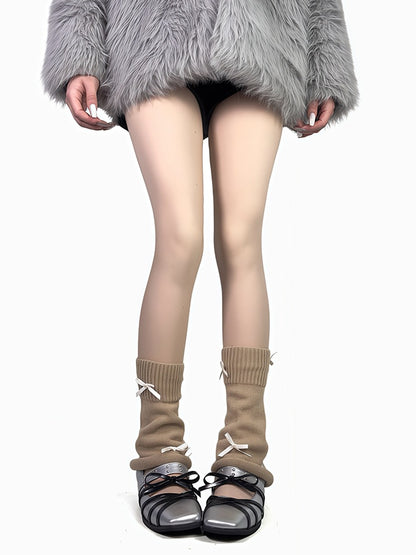 4色のリボン付きレッグウォーマー