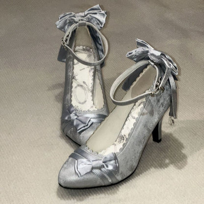 Lolita Satin Stiletto Heels with Bow – Princess Birthday Party Pumps