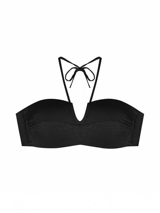 Strapless Design Black Halter Neck Push-Up with Bustier Back Fit Sexy Anti-Slip