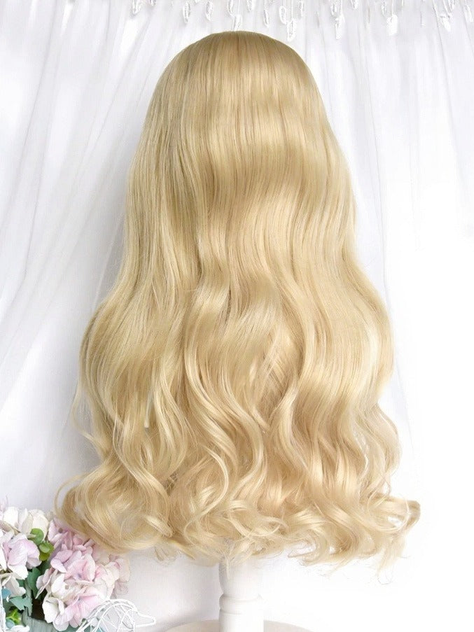 Blonde 65cm Full Bangs Long Wavy Curly Wig - Sinwavy