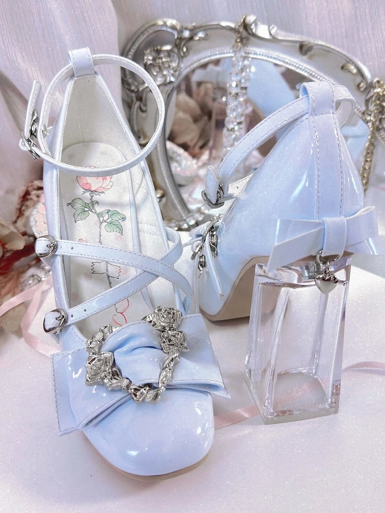 Janes Design Blue Transparent Heel Mary Crisscross with