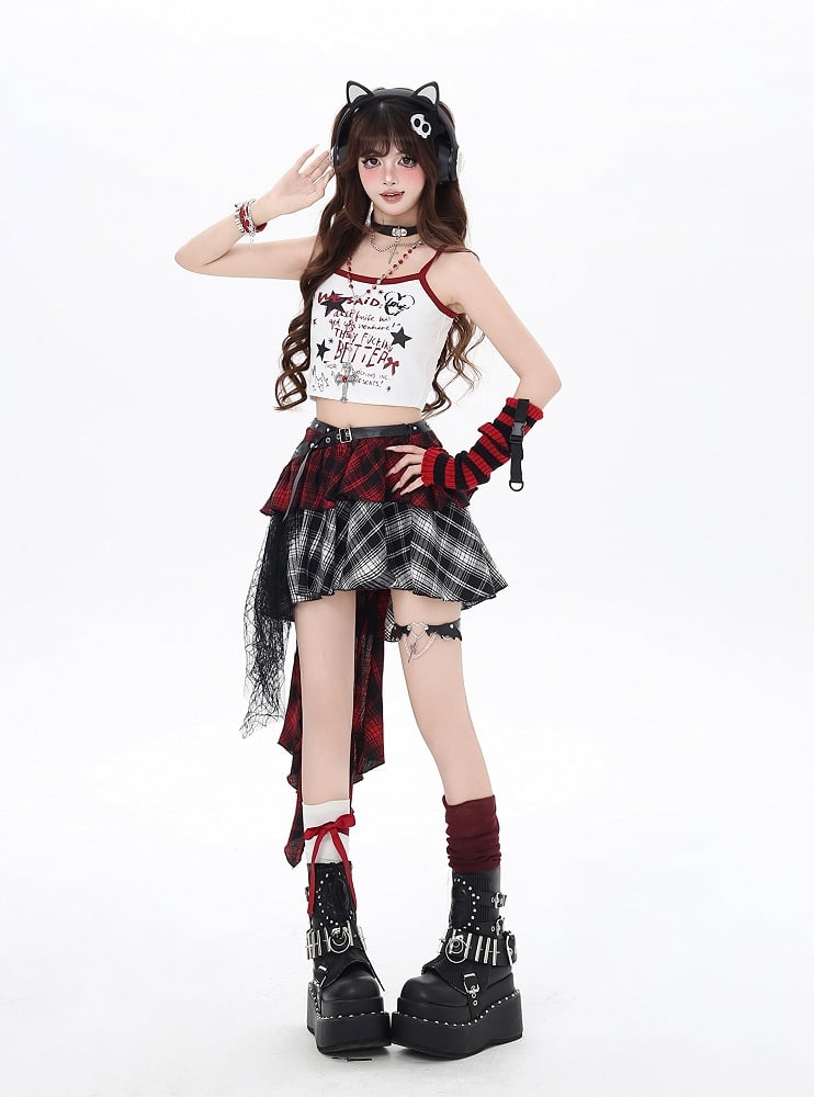 5 プリントトップ クロップドキャミ カラー グラフィティ