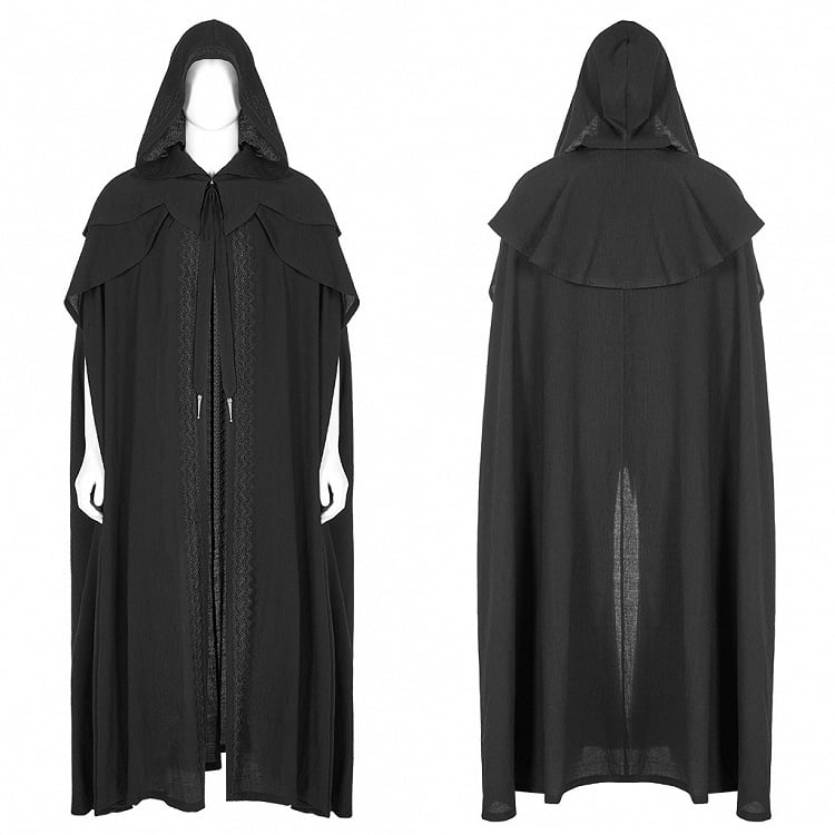 Black Men's Simple Rococo Long Cloak