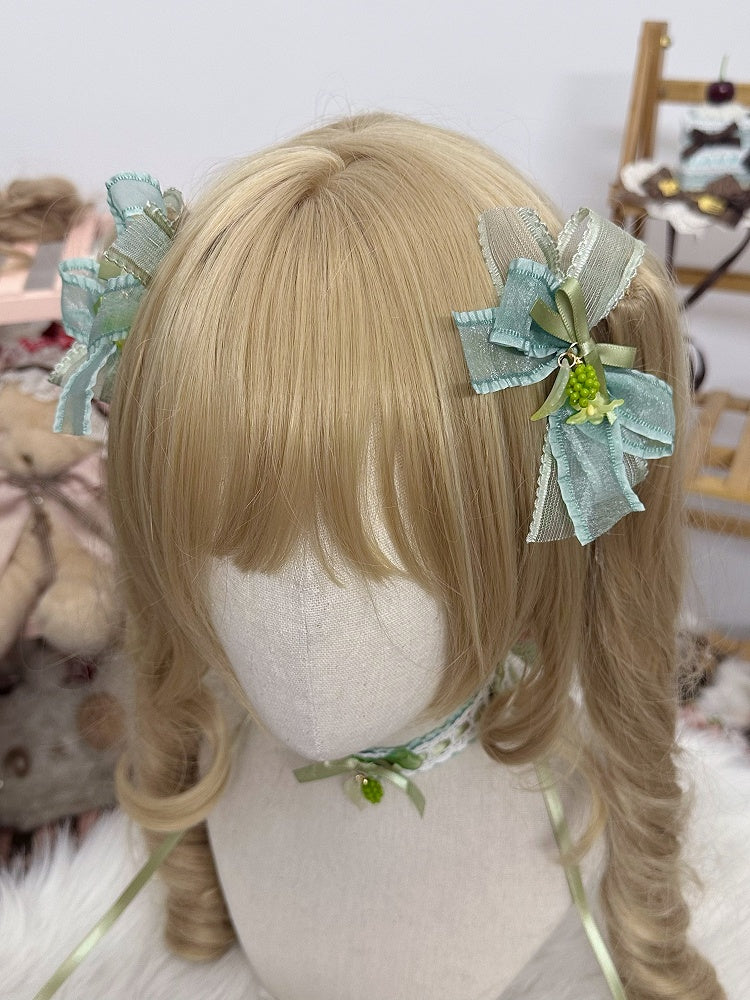 Grape Bow Green Hairclip Decorated Lolita Double-Layer