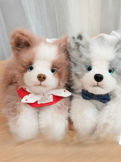 Border Plush Collie Bag - Dog Backpack/Crossbody Realistic Red