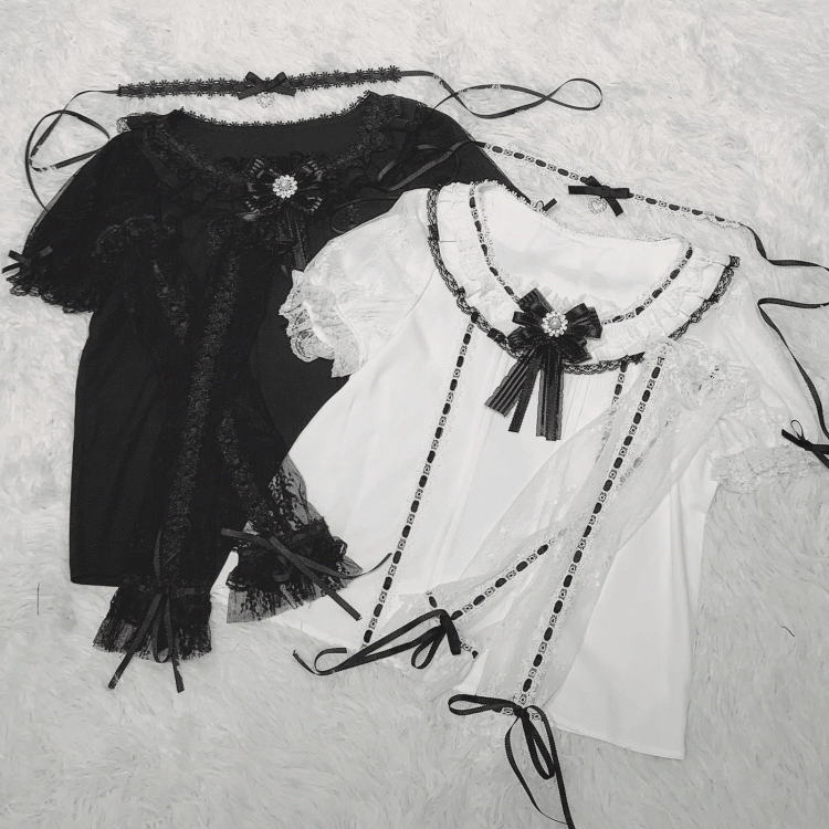 Jirai Kei Short Sleeves Blouse with Free Choker