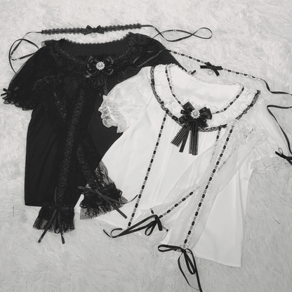 Jirai Kei Kurzarmbluse mit kostenlosem Choker