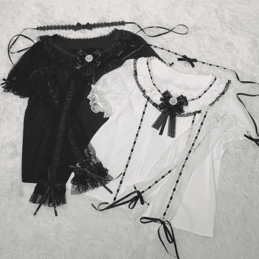 Jirai Kei Short Sleeves Blouse with Free Choker