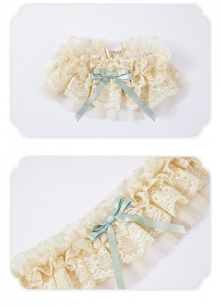 Beigefarbenes Spitzenhalsband