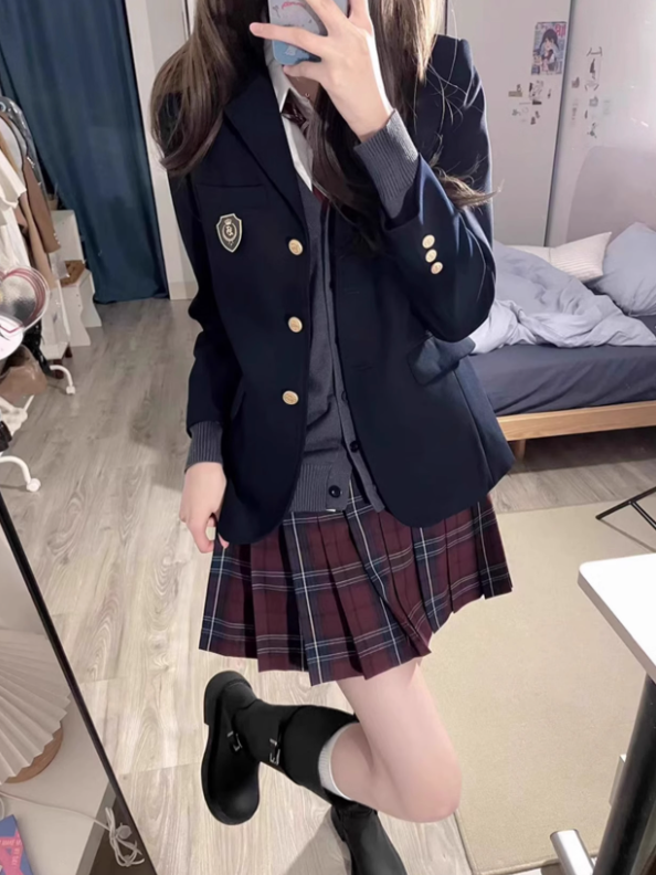 Uniform 42CM Pattern Pleated JK Plaid Skirt Red