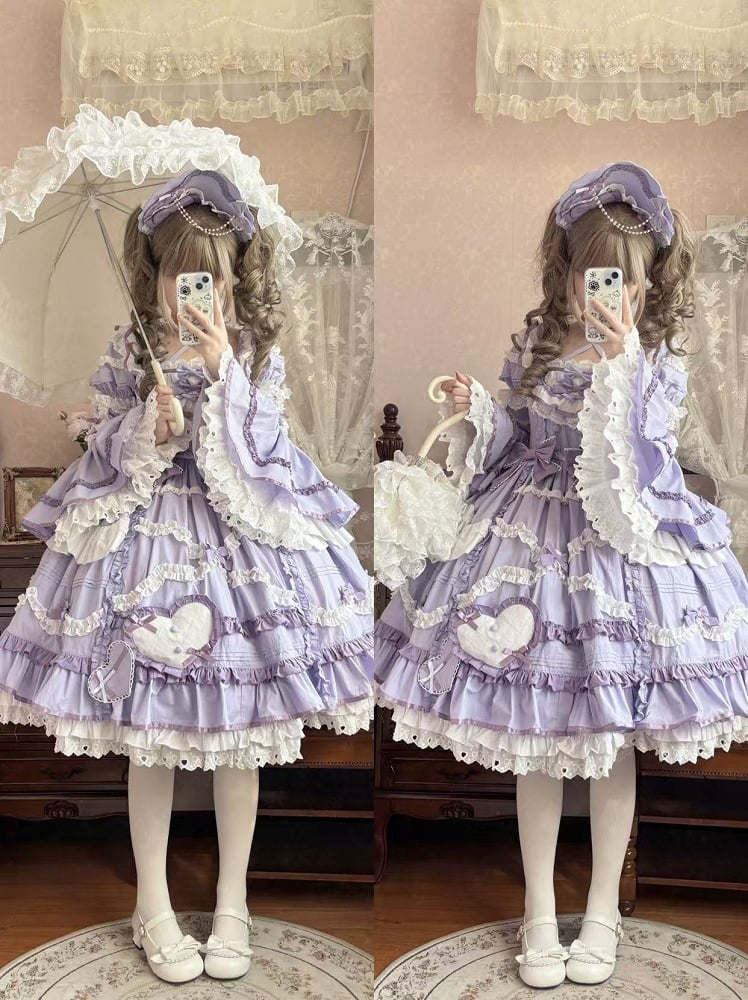 Gorgeous Old School Sizes Available Lolita Princess Purple Dress Plus Cotton