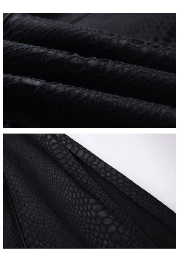 Coat Two-Piece Snakeskin-grain Unisex False Long Style - Gtohic Design Black