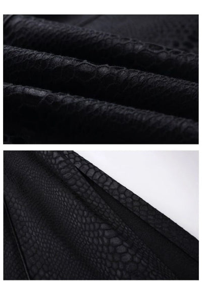Coat Two-Piece Snakeskin-grain Unisex False Long Style - Gtohic Design Black