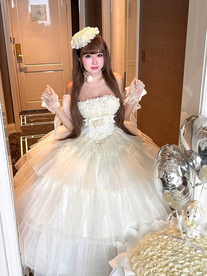 Shiro Lolita Tulle Multi-Layered Dress White