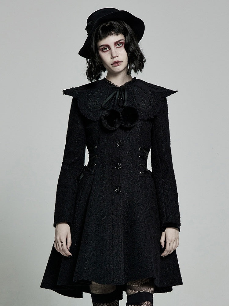 Goth Coat Black Woollen