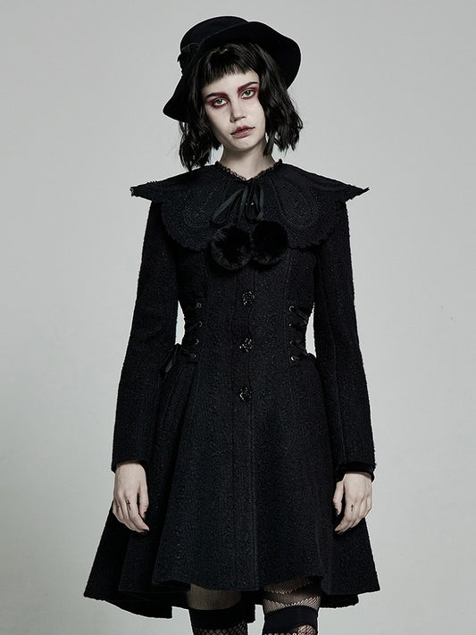 Goth Coat Black Woollen