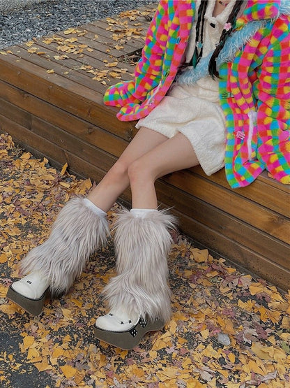 Leg Shaggy Warmers Y2K Light Gray 20CM/30CM/40CM