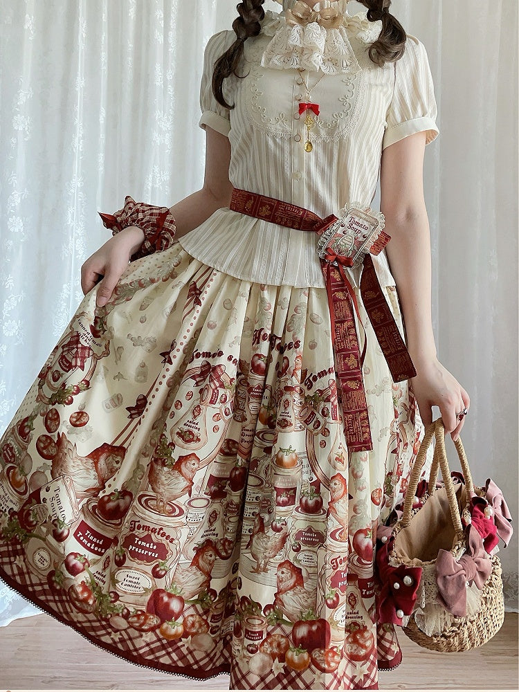 Chick Tinned Tomatoes Egg Hen and Country Skirt / Fried Lolita Print