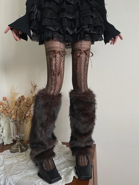 Y2K Plush Brown Warmers Leg