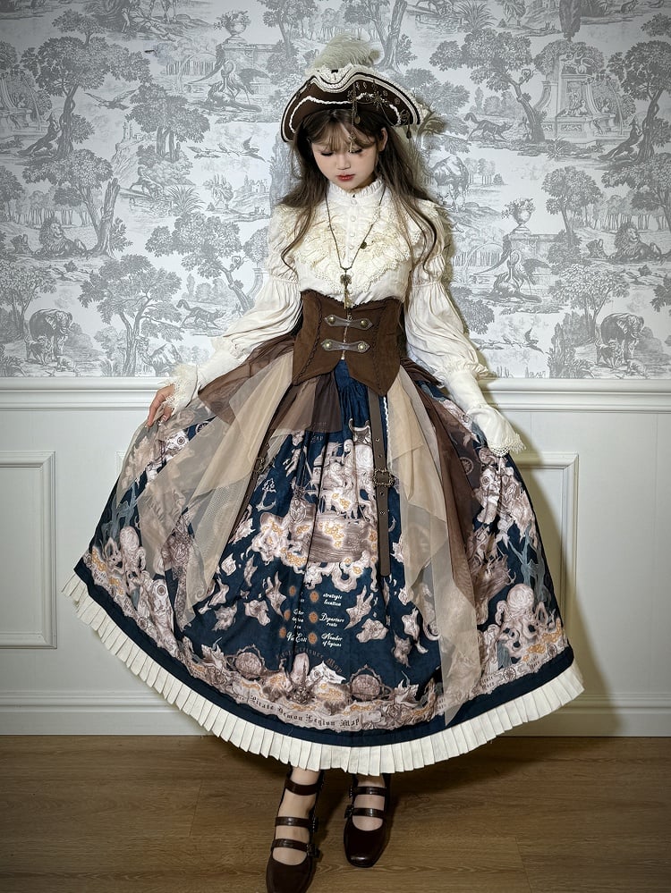 Buckle with Coffee Corset Two Belts Belt