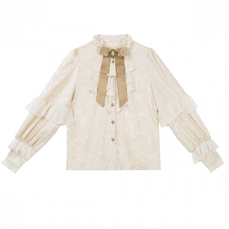 Neckline Champagne Outfit Ouji Long Ruffle Prince Lolita Sleeves