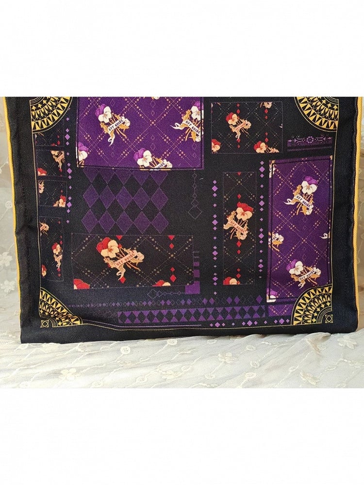 Black Floral Print Lolita Square Bag - Neoludwig