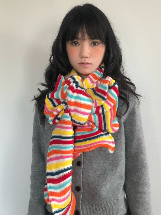 Colorful Striped Scarf Irregular Design - freetrader