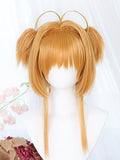 Short Two Yellow/Brown Claw Clips Ponytails Wigs With 40-45cm