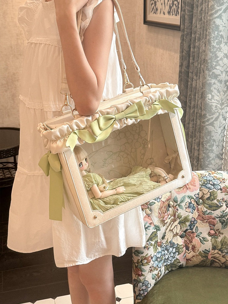 Large Transparent Window Bag with Side Zip in Multiple Colors - Green Gable