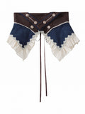 Brown and Blue Ruffled Lolita Corset - Xiong Dou Jiang