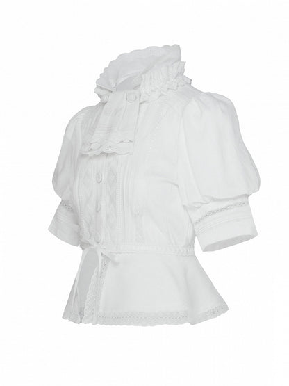 with Blouse Neckline White Open Lolita Hem Ruffle