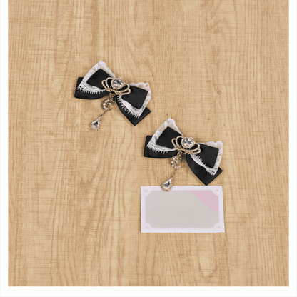 Celestial Collection Moon Options Jirai Kei Bowknot Hairclips with Beaded Chain Gemstone Star 5 Color