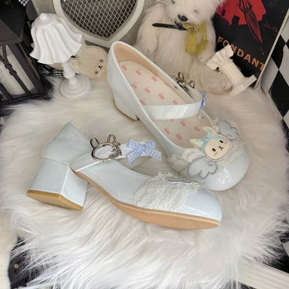 Design - Janes Trim Blue Lace Bunny Low-heel/Mid-heel Mary Sweet