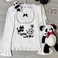Halter Top with Cute Print White Cat Bib-Style