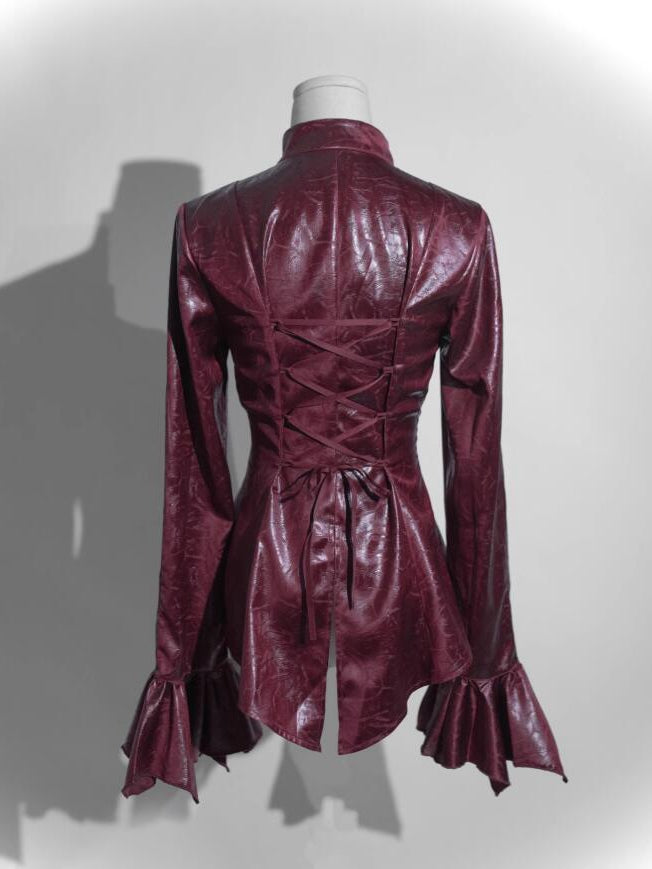 Long Wine Ways Shirt Sleeves Collar Two Wear Red Lolita Gothic